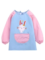 kids apron with long sleeves waterproof painting apron children clothes with kawaii cute pattern for cooking cleaning feeding