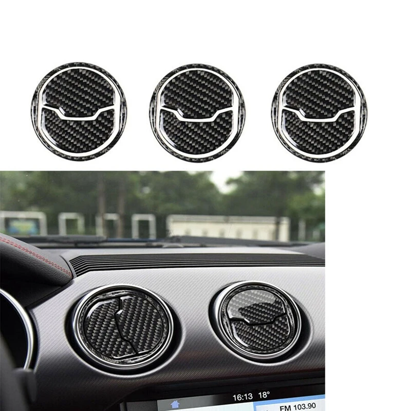 

for Ford Mustang 2015-2019 Car Interior Carbon Fiber Mustang Air Outlet Nine-Piece Sticker 3Pcs