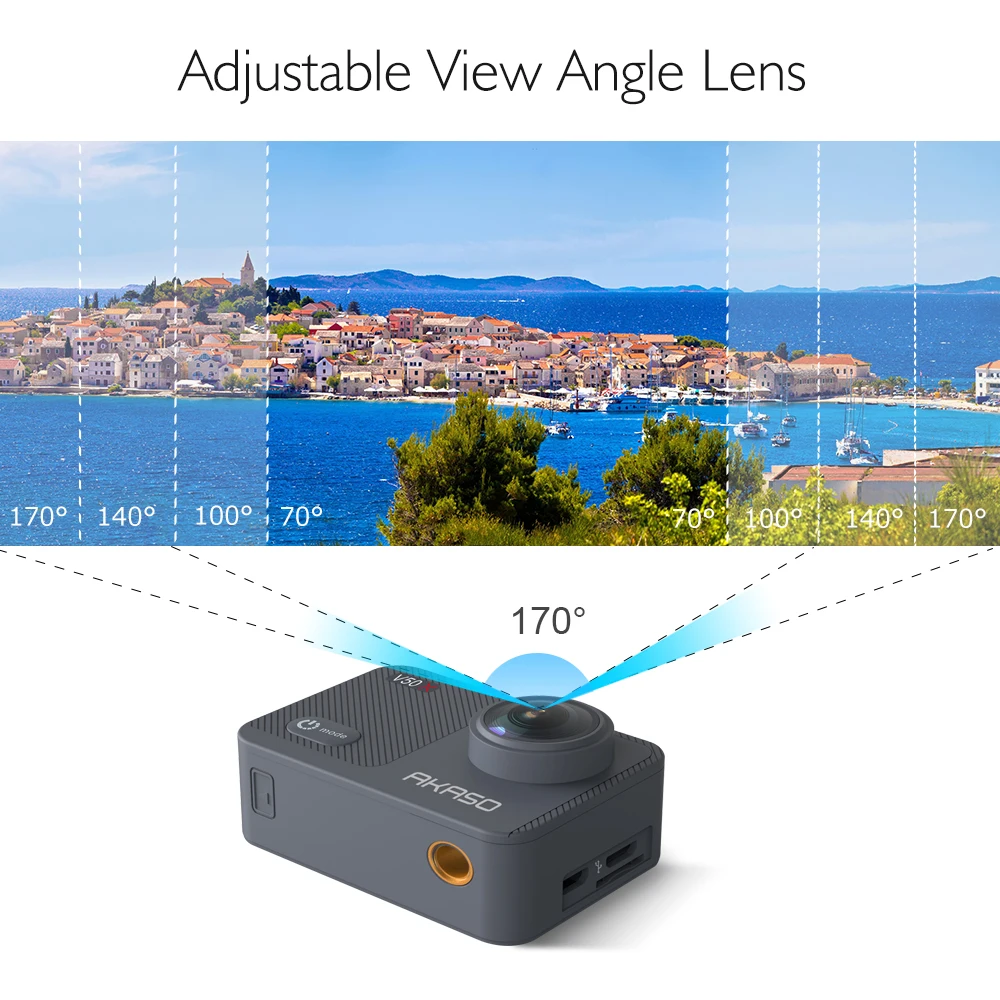 Экшн камера AKASO V50X 4K/30fps Wi Fi 2 ''сенсорный экран EIS водонепроницаемая с