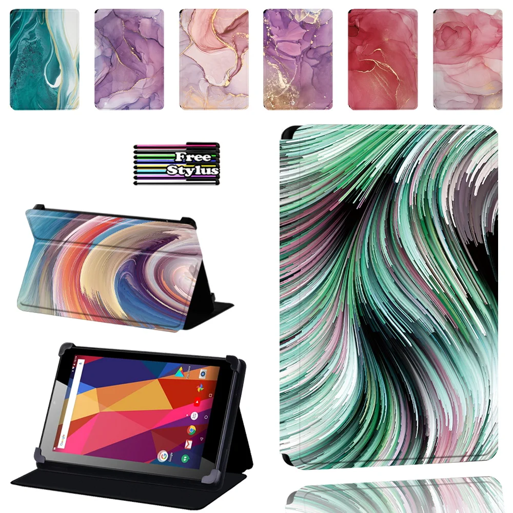 

For Argos Alba 7 Inch / 8 Inch / 10 Inch PU Leather Tablet Stand Folio Cover - Ultra-thin Watercolor Series Pattern Case