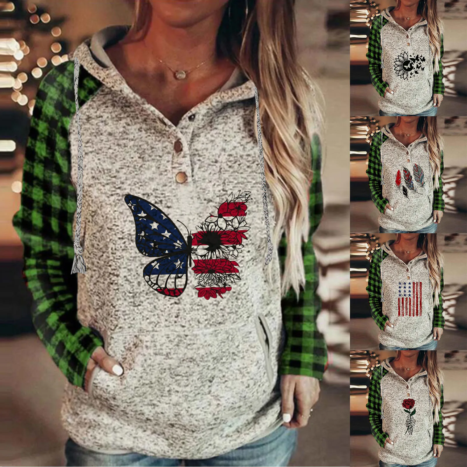 

Женская куртка с капюшоном Harajuku, уличный пуловер, толстовки, топы, свитшоты на пуговицах с длинным рукавом, блузка с капюшоном и карманами