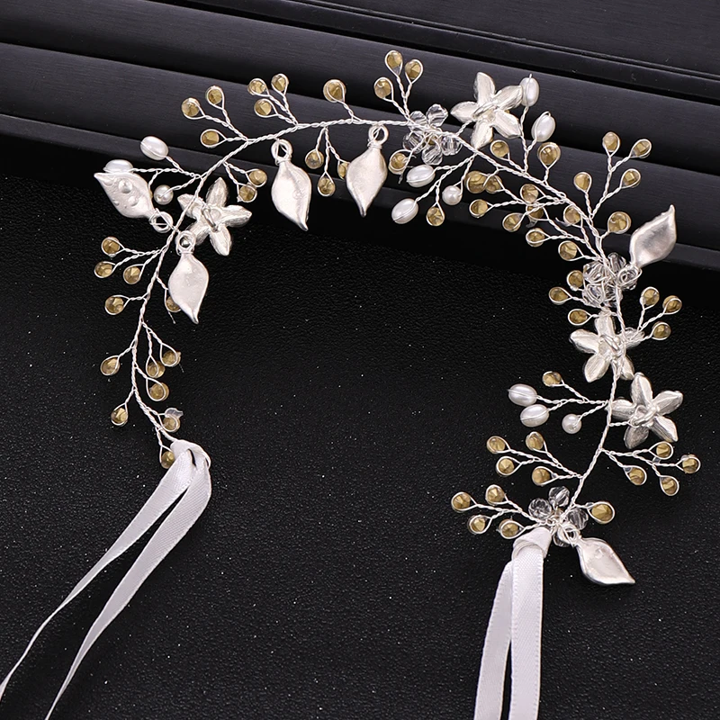 Wedding Silver color Flower Pearl Crystal Tiara Headband Bridal Headpiece Women Head Hair Jewelry Accessories | Украшения и