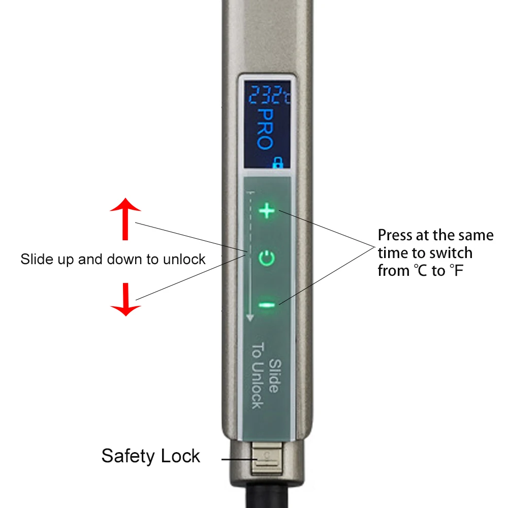 Выпрямитель для волос Быстрый нагрев смарт сенсорный ЖК дисплей экран