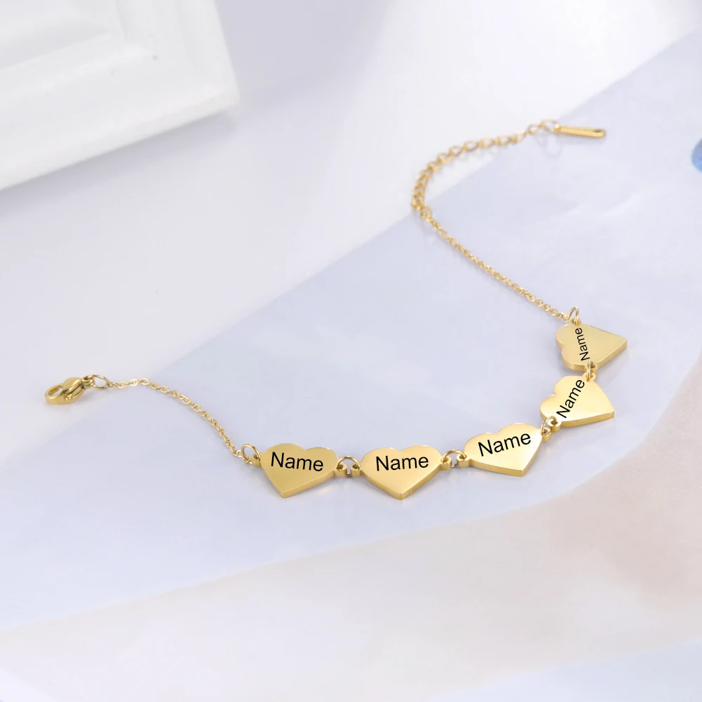 Lemegeton персонализированный браслет на заказ фамилия браслеты для женщин сердце