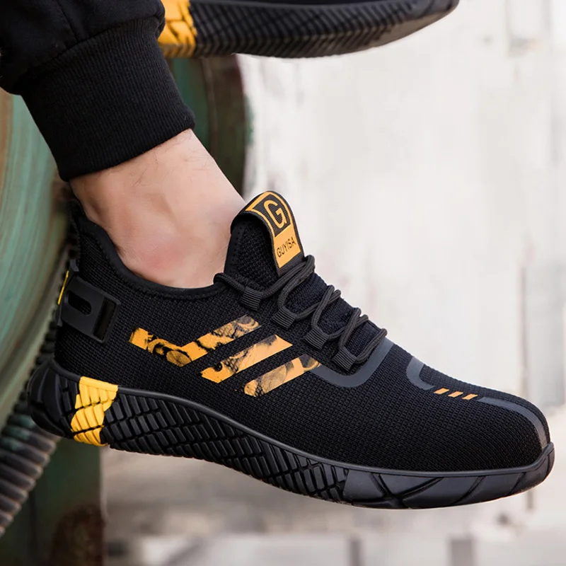Male Indestructible Work Shoes Sneakers Men Boots Anti-puncture Safety Shoes Men Anti-smash Work Boots Steel Toe Shoes Footwear