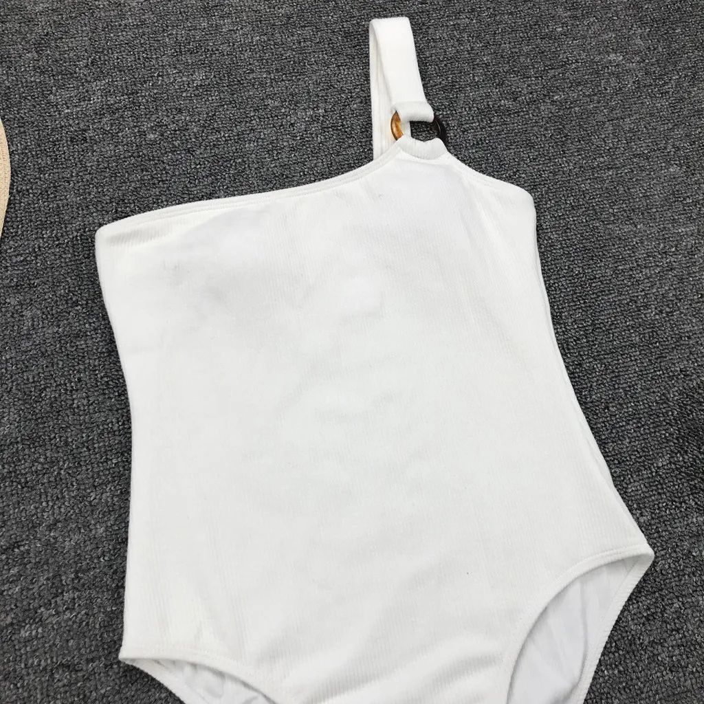

Chic Ladies One Piece Swimsuits Fashion Women's Thin One-Shoulder Bikini Jumpsuit Casual Push-Up Beach Bikini Summer Swimwear