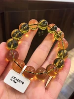 genuine natural blue amber bracelet women men mexico ambe 14 3mm crystal stretch clear round beads bracelet aaaaa