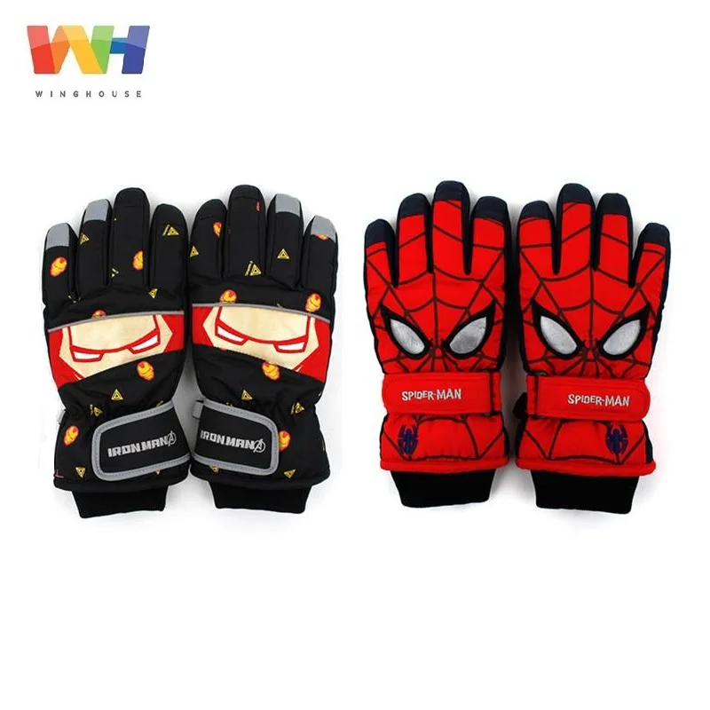 Детские лыжные перчатки с изображением Человека паука из Южной Кореи Железного