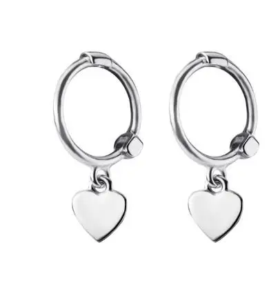 silver heart Висячие серьги-гвоздики в форме сердца из стерлингового серебра 925 пробы для женщин и девушек, свадебные подарки, ювелирные изделия, Подвесные серьги de ley 925 mujer - Окраска металла: silver heart