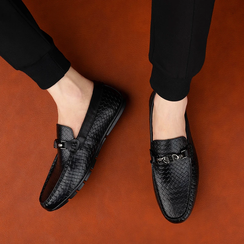 Новинка Мужские роскошные лоферы Мужская повседневная обувь из натуральной кожи
