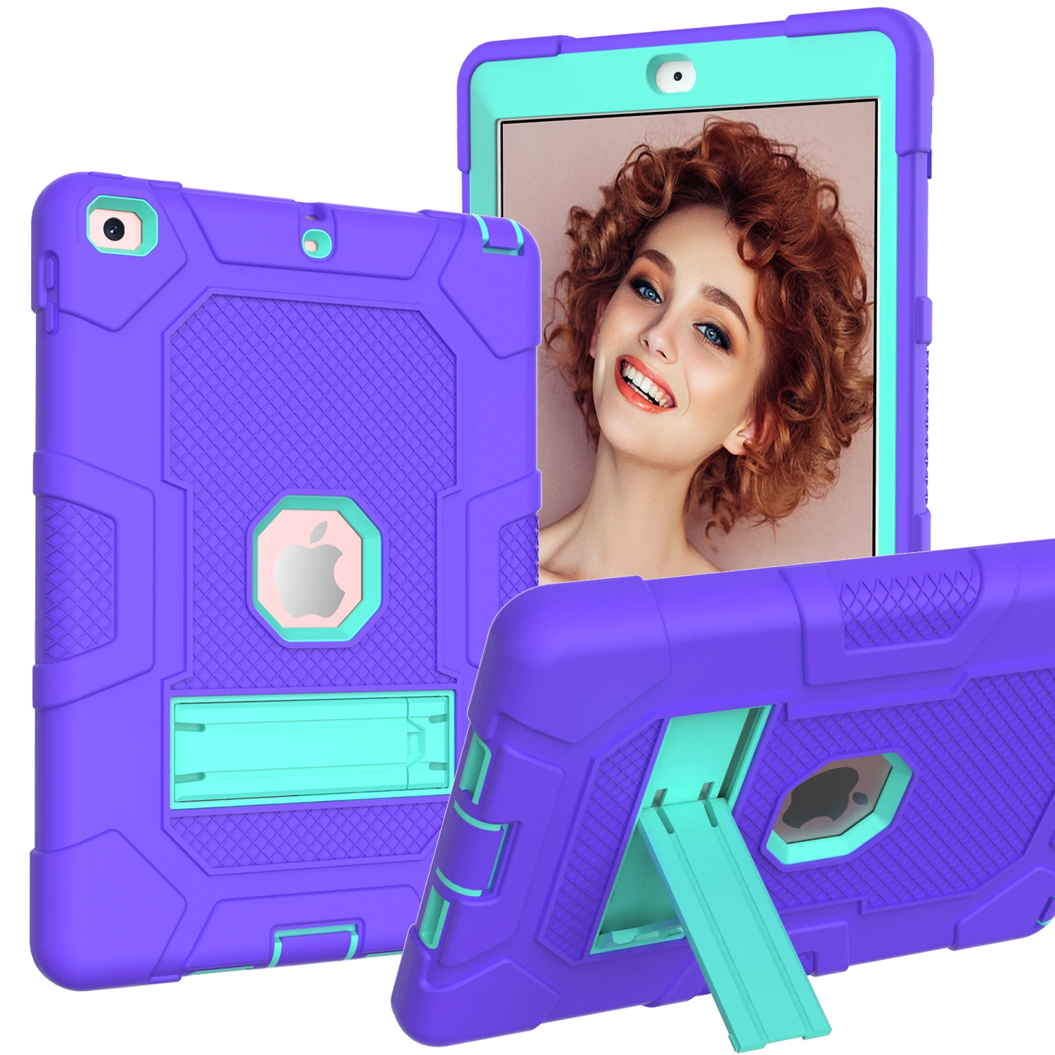

For iPad 9.7 2017 2018 10.2 2019 2020 Shockproof TPU+PC Armor Hybrid Stand Case Cover for iPad 5 6 Air 1 2 4 10.9 2020 Mini 4 5