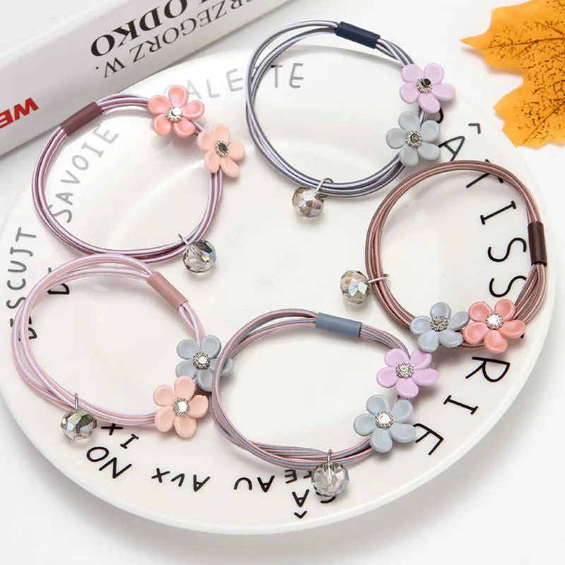 

Fashion Flowers Elastic Hair Bands Multilayer Hair Ring Ponytail Holder Headband Rubber Band For Women Girls Hair Accessories