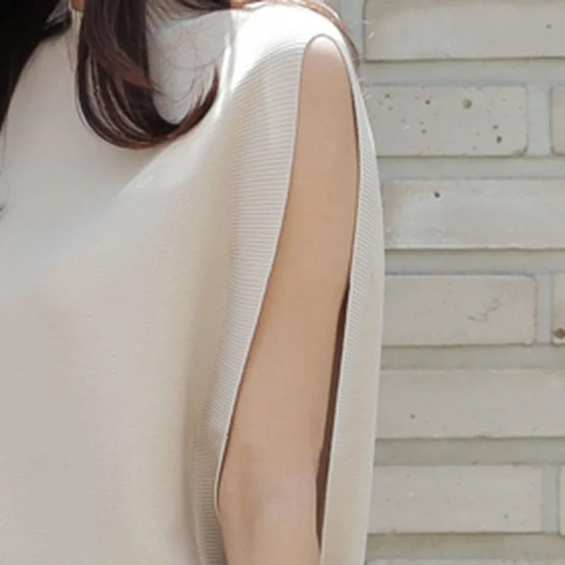 Свободная однотонная женская блузка вязаные Хлопковые женские рубашки