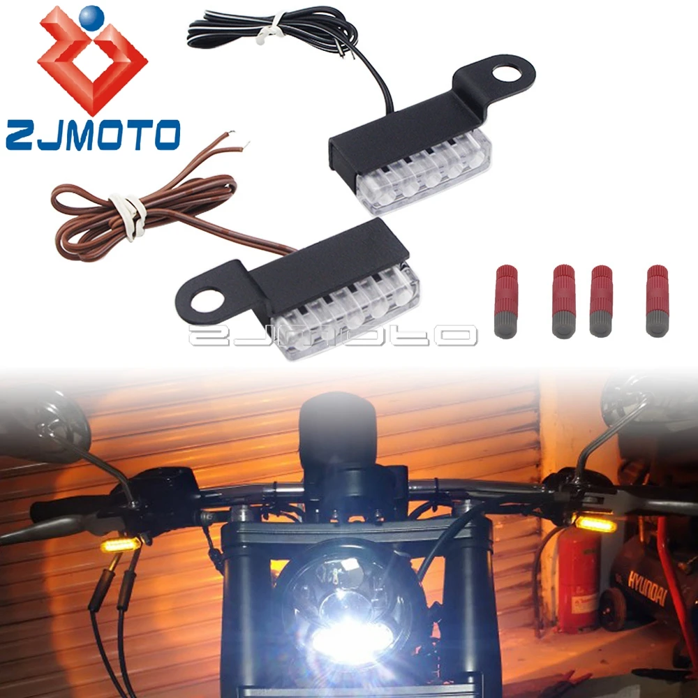 

2pcs Universal Mini LED Motorcycle Turn Signal Light Amber White Blinker Flashing Indicators For Harley Yamaha Suzuki Kawasaki