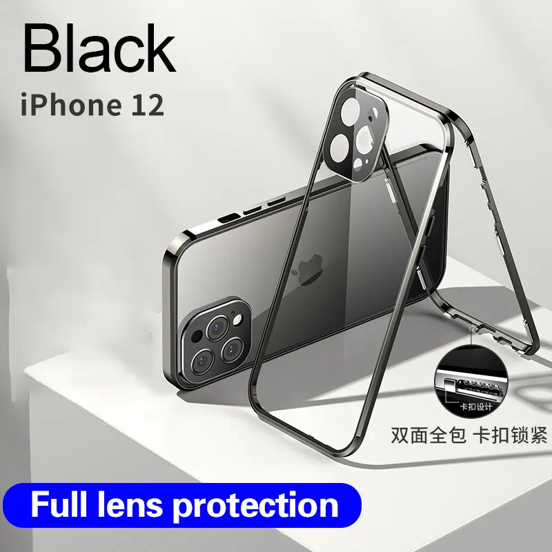

For iPhone 12 phone case iPhone11 PRO MAX double-sided glass anti-fall protective lens XR X S Mini 8 7Plus high-end luxury cover