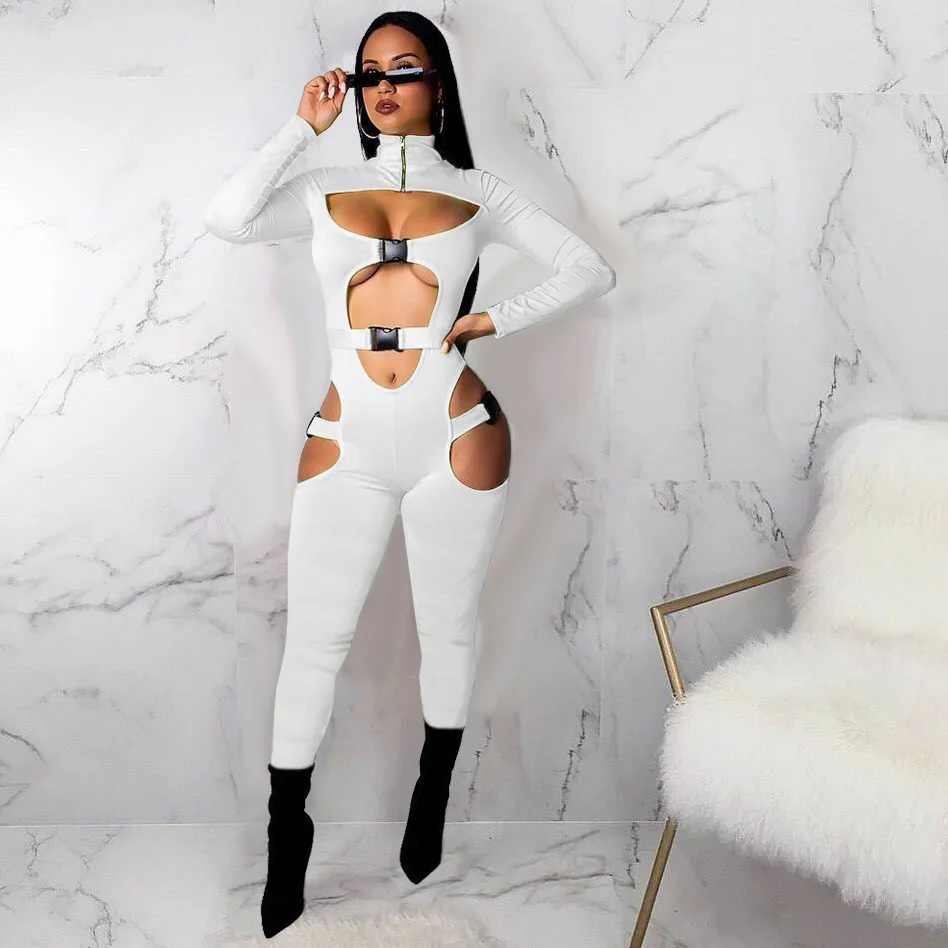 Женский спортивный комбинезон на молнии неоновый с воротником-стойкой и