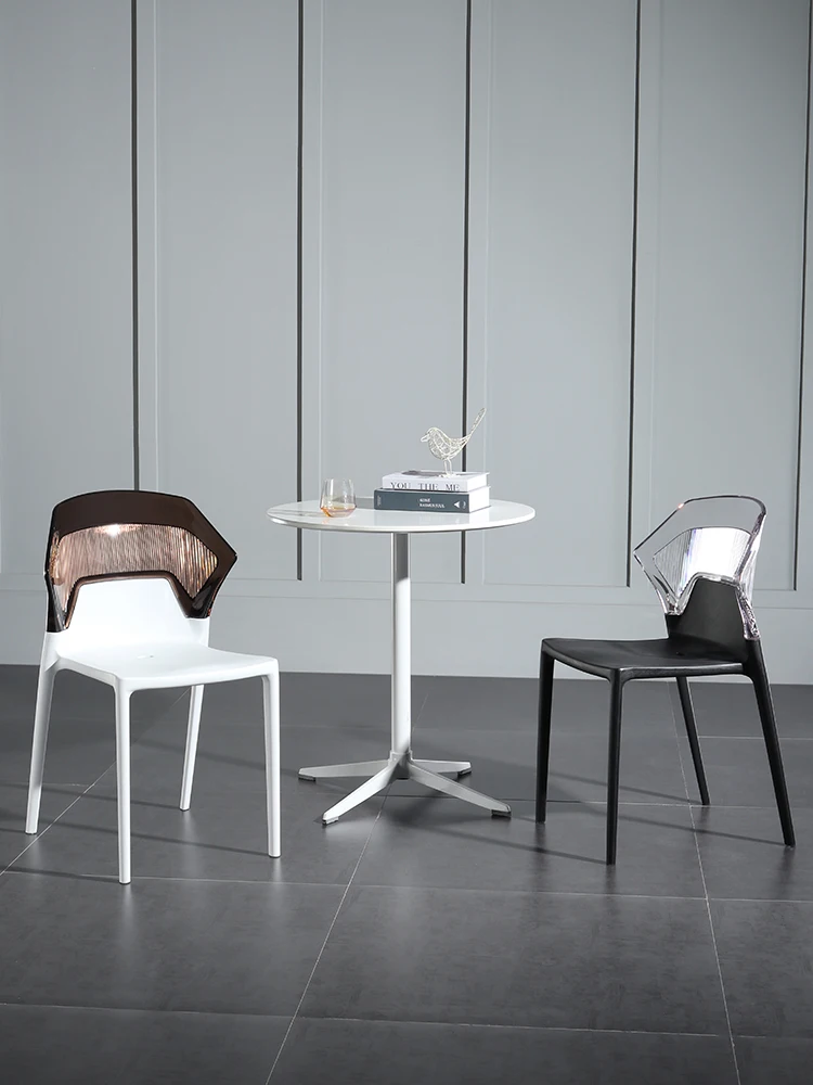 

Backrest Plastic Minimalist Transparent Dining Chair Home Modern Creative Transparent Crystal Makeup Conference Chair