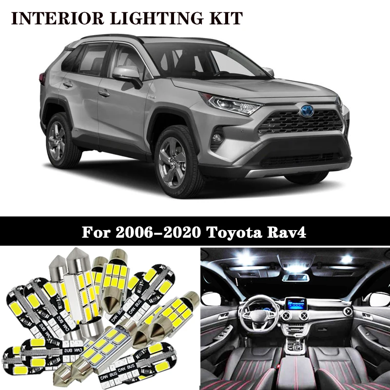 14X Canbus Белый светодиодный интерьер автомобиля фотосессия для Toyota Rav4 Комплект