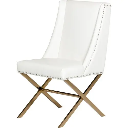 

Minimalist modern style PU leather metal durable leisure dining chair with high backrest for restaurant