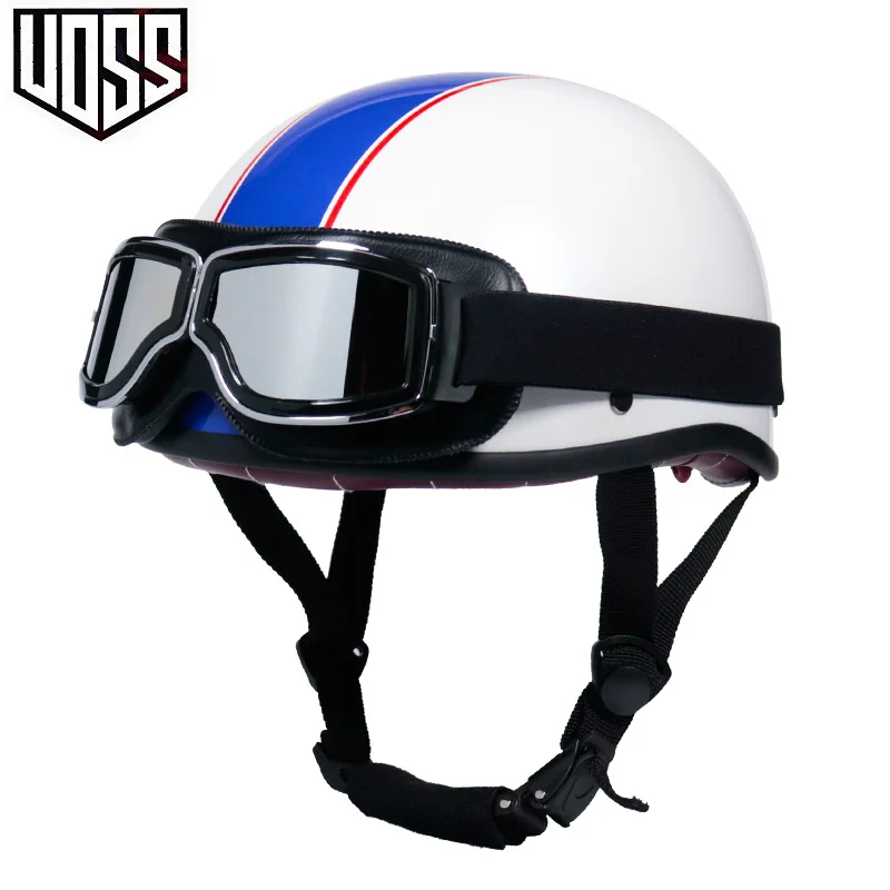Retro motorcycle helmet skull cap retro middle mask German style helicopter cruiser | Автомобили и мотоциклы
