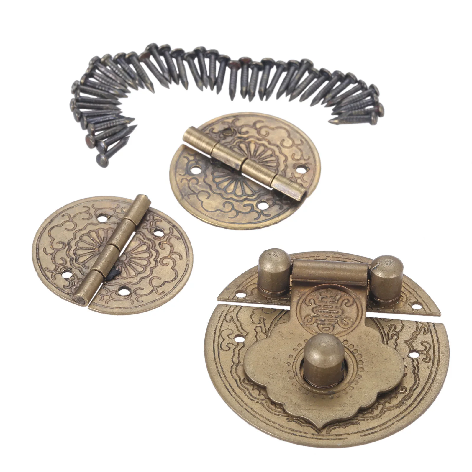 

1 set Vintage Brass Latch Hook decorative hinges Box Suitcase Buckle handmade Décor Furniture Latches Hardware