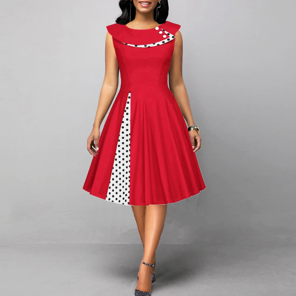 MISSJOY 2021 летнее платье для женщин в винтажном стиле Peternal воротником Rockabilly горошек
