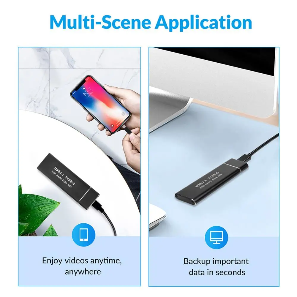 Переходник NVME/NGFF для внешнего жесткого диска M.2 на USB C Type 10 Гбит/с|Корпус диска| |