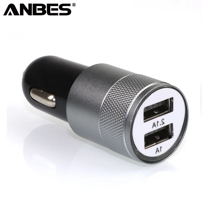 Универсальное USB зарядное устройство двойное металлическое для автомобиля