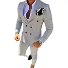 2021 модный мужской костюм VEIAI в клетку, приталенный женский костюм для мужчин, смокинг для жениха, пиджак, брюки, индивидуальный белый повседневный мужской костюм