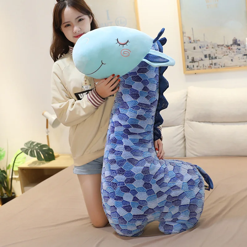 

Kawaii 65CM/90CM/110CM Cartoon Blue Color Giraffe Soft Animal Pillow Plush Toys Stuffed Deer Pillow Animals Toy 2021 new