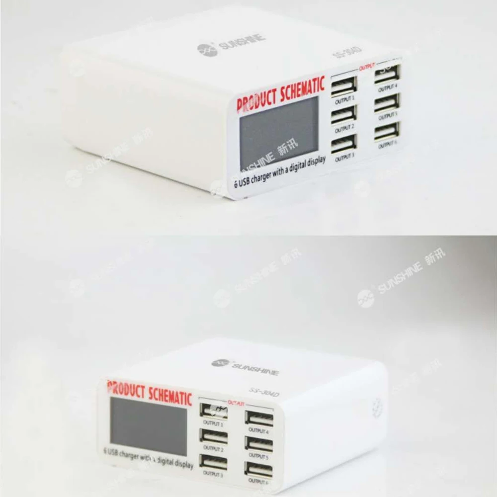 SS-304D 6 USB зарядное устройство интеркалирование Универсальное зарядное устройство для мобильного телефона 5V2A многофункциональный дисплей Быстрая зарядка