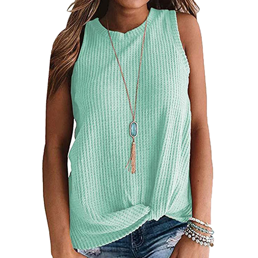 Модный женский однотонный вязаный свитер с круглым вырезом без рукавов|Жилеты| |