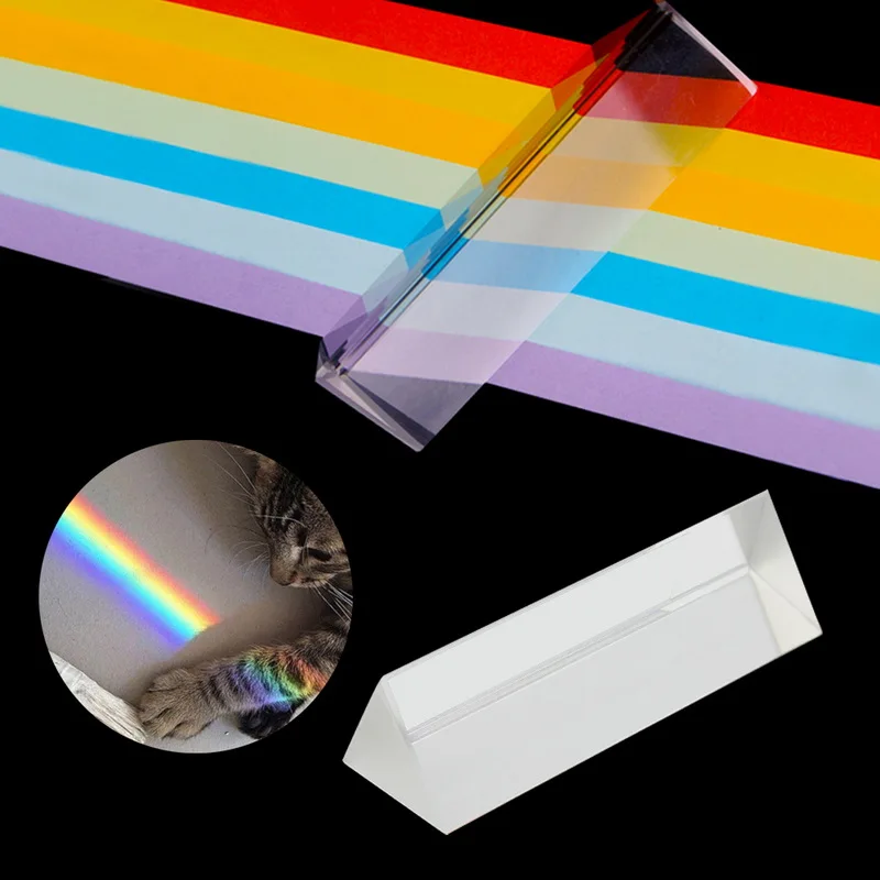 Glass Triangular Prism for Teaching Light Spectrum Physics Photo Photography Optical Instruments Rainbow experiment | Инструменты