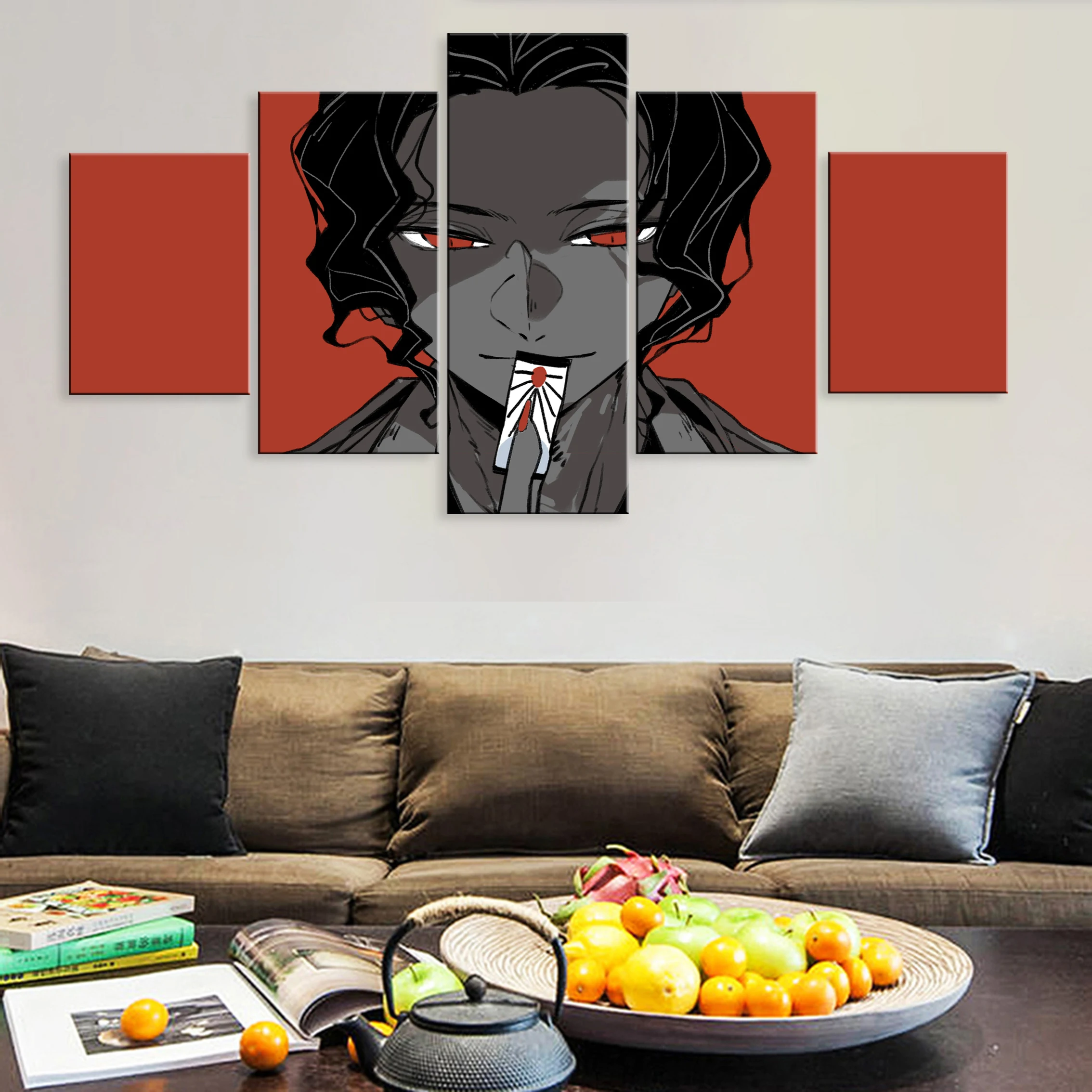 

Hd Printed Modern 5 Pieces Art Modular Poster Painting Canvas For Living Room Home Decor Framework Anime Demon Slayer Character