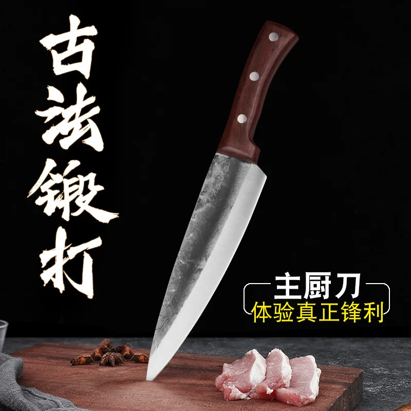 

Кухонный нож из дамасской стали 5Cr13MoV, острый кухонный инструмент с Кованой Рукояткой из палисандра, 8 дюймов