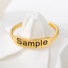 Минималистичные перстни для женщин, регулируемые кольца из нержавеющей стали с гравировкой имени на заказ для пар, золотой цвет, подарок на вечеринку