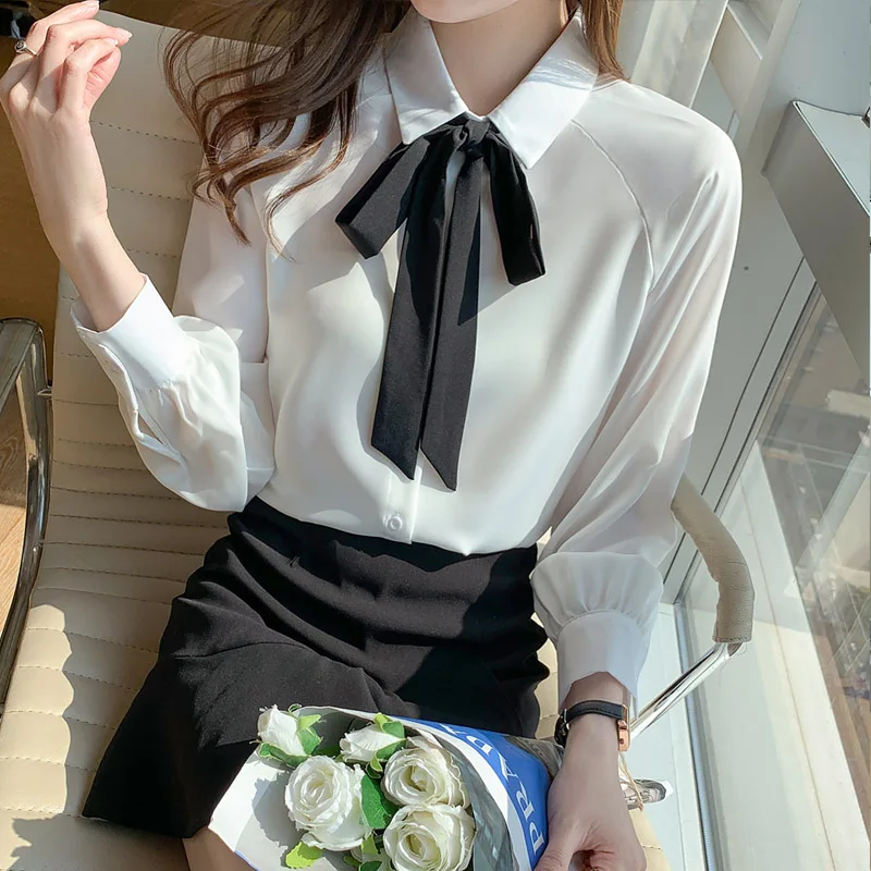 

Рубашка COIGARSAM, женские топы, осень 2021, офисные женские милые однотонные свободные прямые белые женские рубашки с длинными рукавами-фонарика...