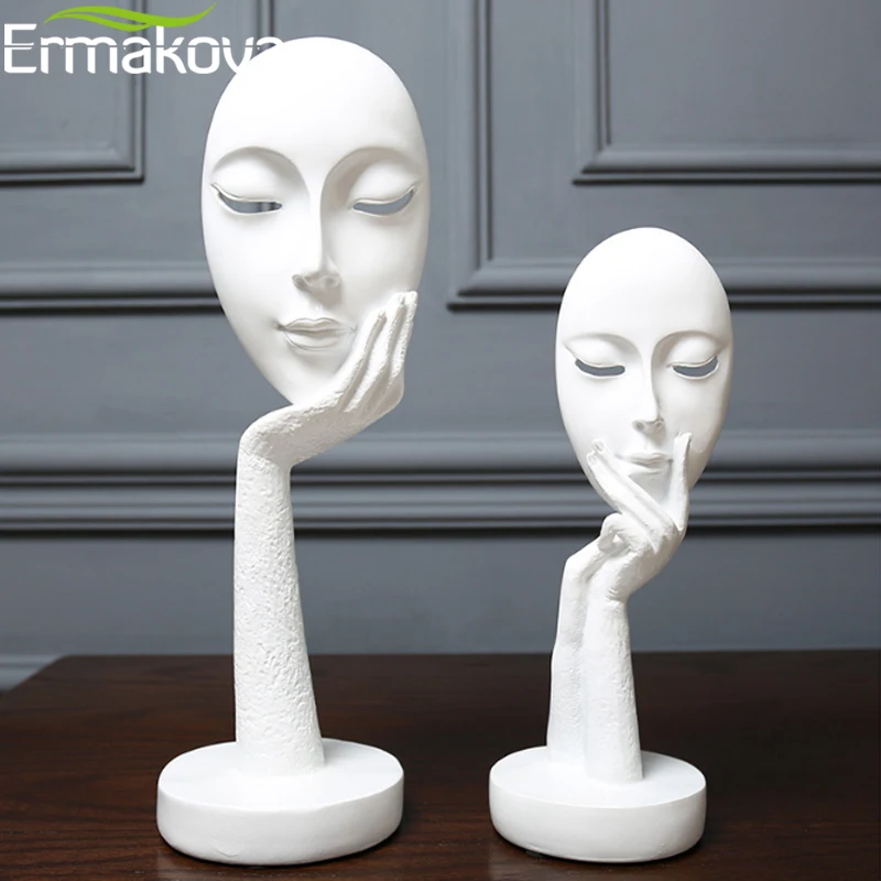 Ермакова нордический абстрактный мыслитель мышление Леди Маска Статуэтка смола статуя офис, ТВ-кабинет украшение дома ремесла
