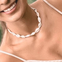hot selling new european fashion simple hand woven natural shell short necklace for women statment necklace jewelry gifts