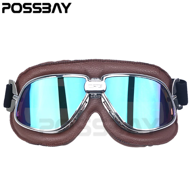 Кожаные мотоциклетные очки винтажные пилота шлем велосипедные солнцезащитные