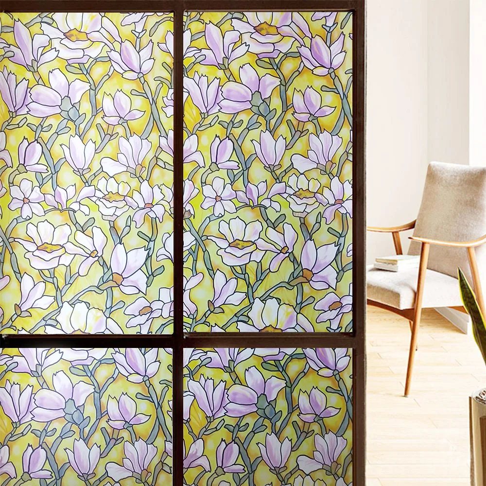 Желтая пленка для окон с эффектом магнолии декоративная конфиденциальности