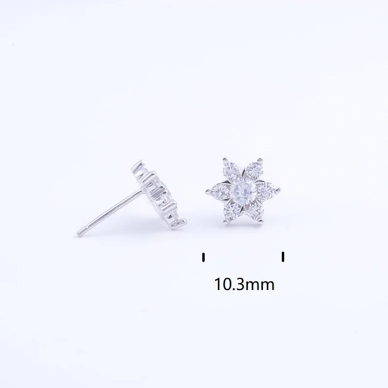 Pekurr Cubic Zirconia Star 925 Sterling Silver Hexagon Stud Earrings For Women Accesories Big Snowflake Fashion Jewelry | Украшения и