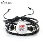 Браслет кожаный в виде рыцаря, регулируемый многослойный браслет в классическом стиле Республики Беларусь, с рисунком в виде белого рыцаря, с фото и стеклом, ювелирные изделия в подарок