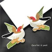 2pclot fashion birds embroidery patches for clothing diy colorful iron on cute parches applique for clothes