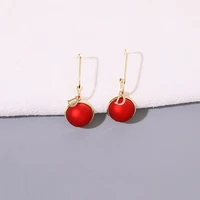 lolita red pearl round two wear stud earrings