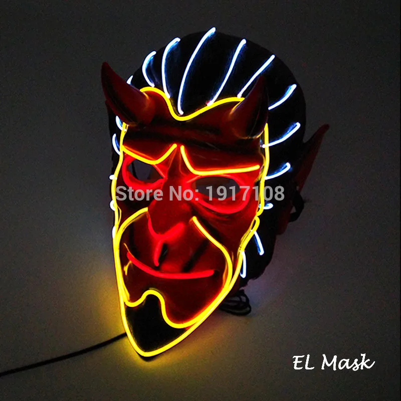 3 colors mask2 10 цветов, опция Вендетта, EL wire, маска, мигающий, косплей, светодиодный, маска, костюм, аноним, маска для светящихся танцев, маски для карнавала вечеринки - Цвет: 3 colors mask2