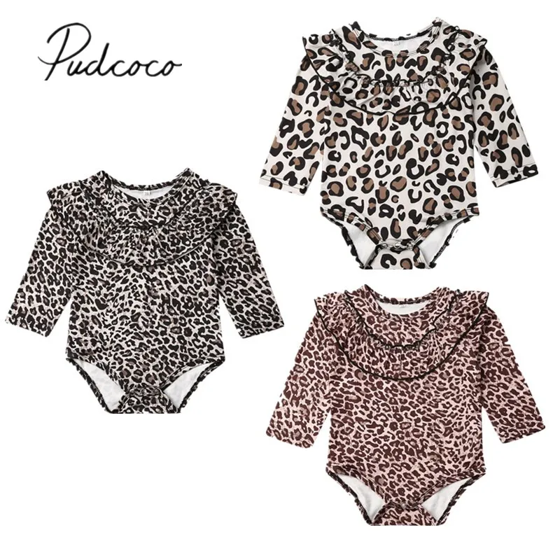 2019 весенне осенняя одежда для малышей маленьких девочек леопардовый комбинезон