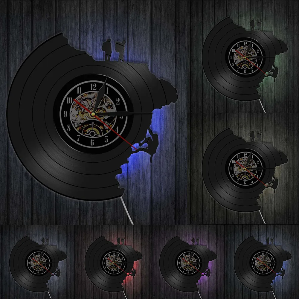 Настенные часы с виниловой пластиной для скалолазания черные настенные