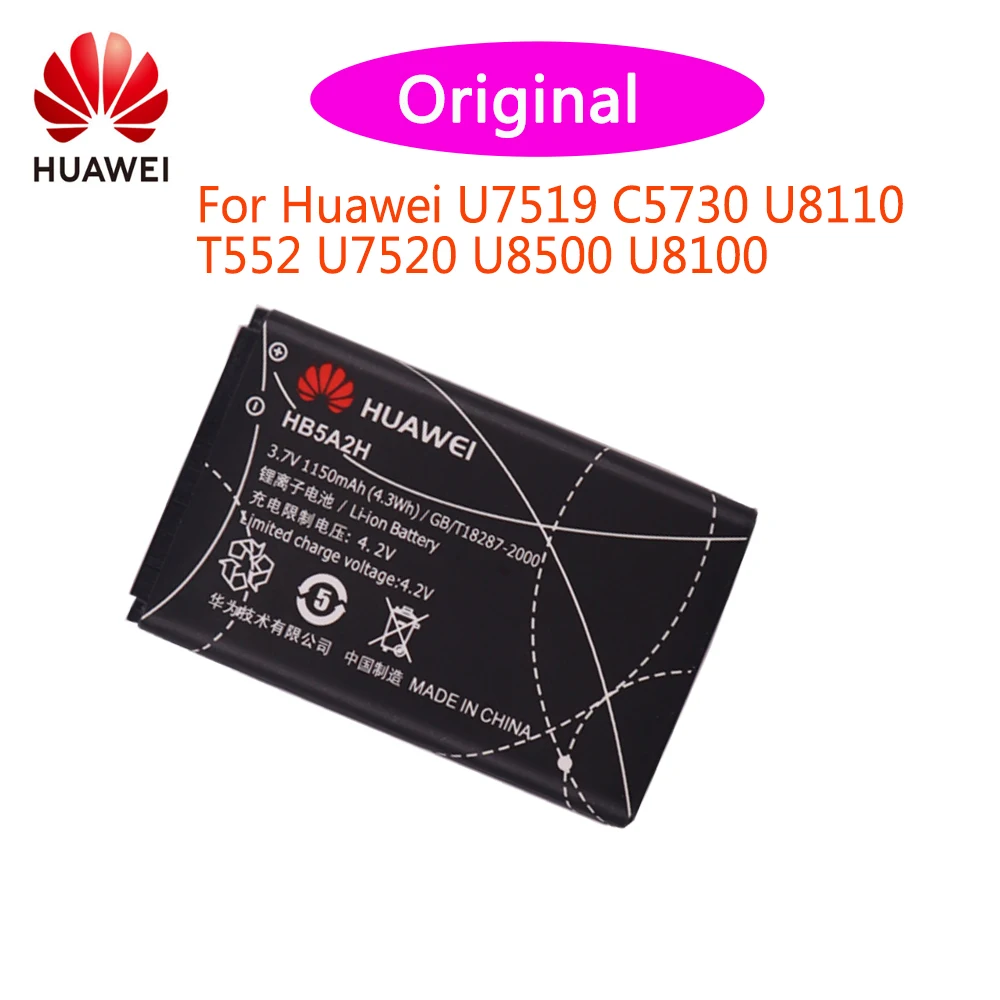 Аккумулятор huawei HB5A2H на 1150 мА · ч для Huawei C5730 C5070 C8000 U8110 U8500 U8100 T520 T552 T550 E5220 U7519 U7510