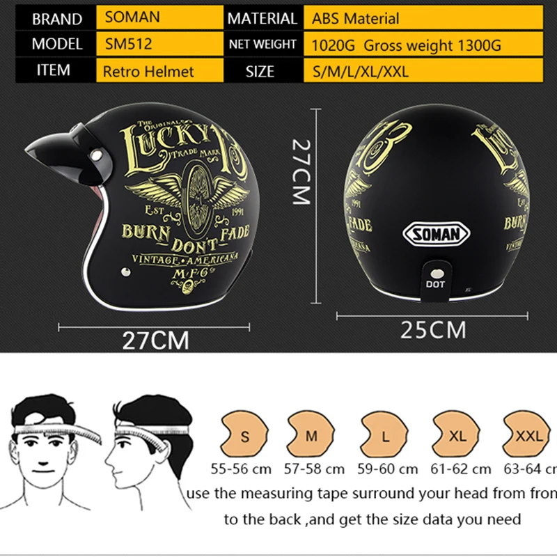 Мотоциклетные шлемы в стиле ретро 3/4 винтажные с открытым лицом для мотоцикла
